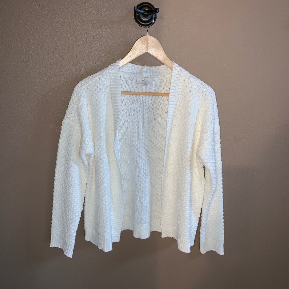 Loft Outlet Petite White Cardigan Sweater